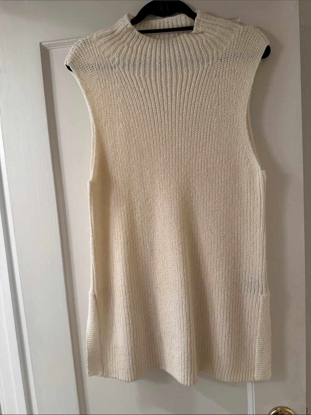 Lauren Ralph Lauren Cream Sleeveless Ribbed Mock Neck Tunic